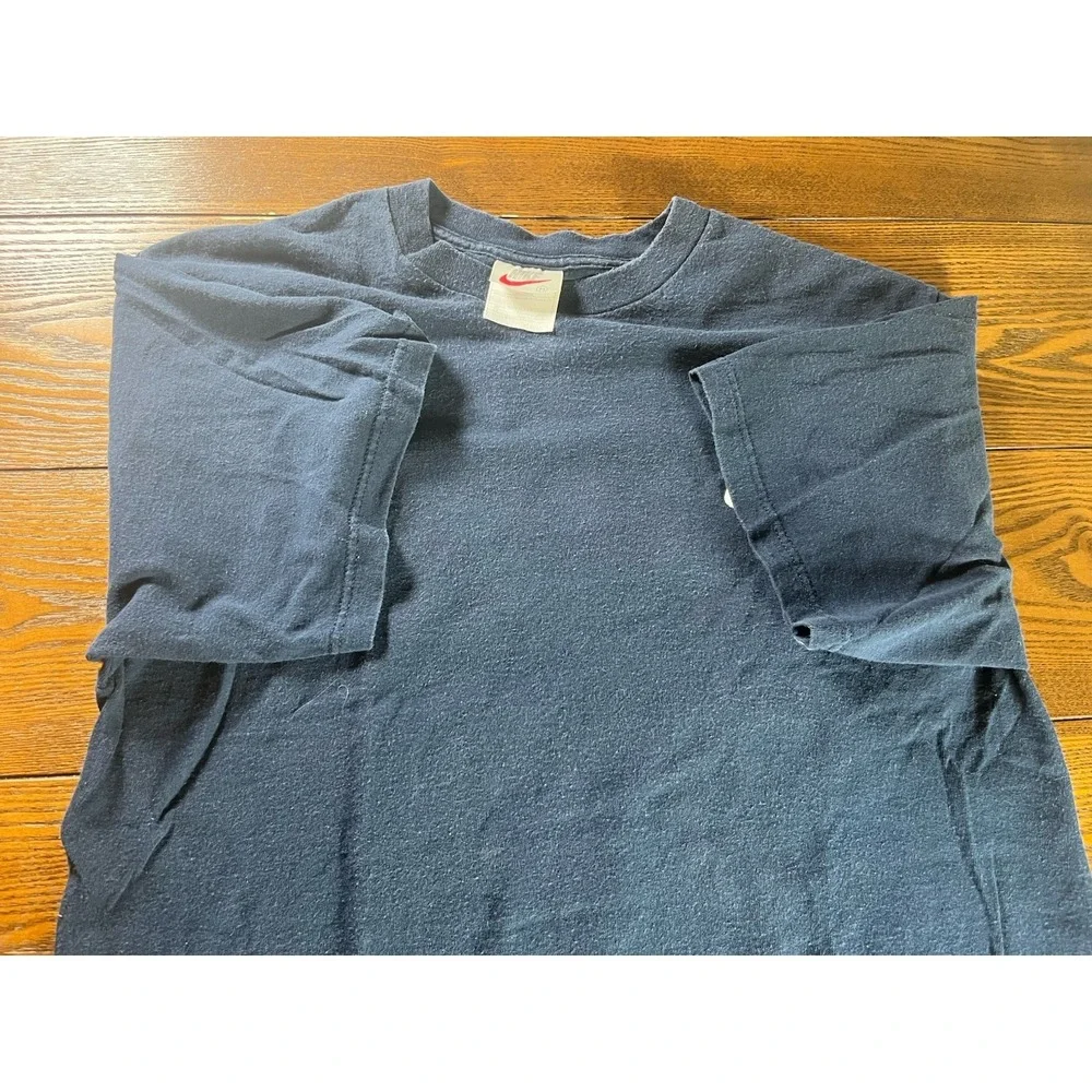 Vintage Nike Embroidered Swoosh T-Shirt Blue Made in USA Size Mediums